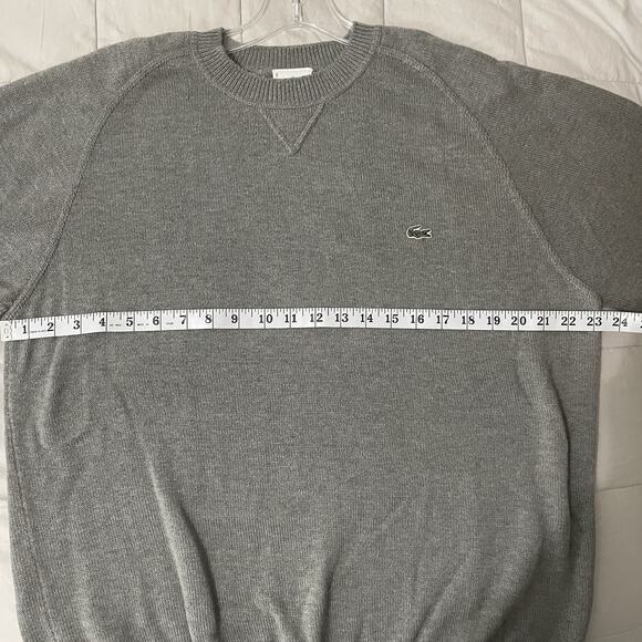 Lacoste Sweater Men Sz XL 6 Gray Crew Neck Pullover Cotton Jumper Preppy Casual - Picture 4 of 8
